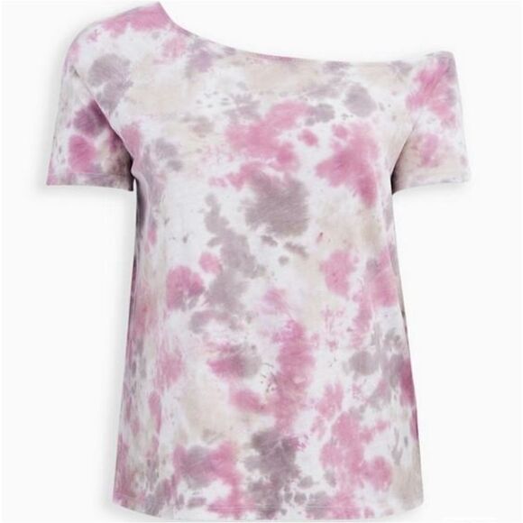 Torrid Women's Tie Dye Off-Shoulder Short Sleeve Pullover Top - Picture 4 of 14